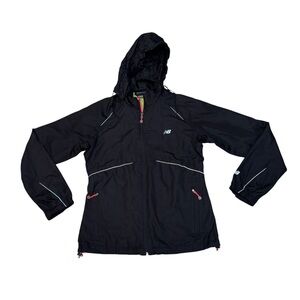 New Balance Lightweight Full Zip Hooded Running Rain Black Jacket Women’s Small